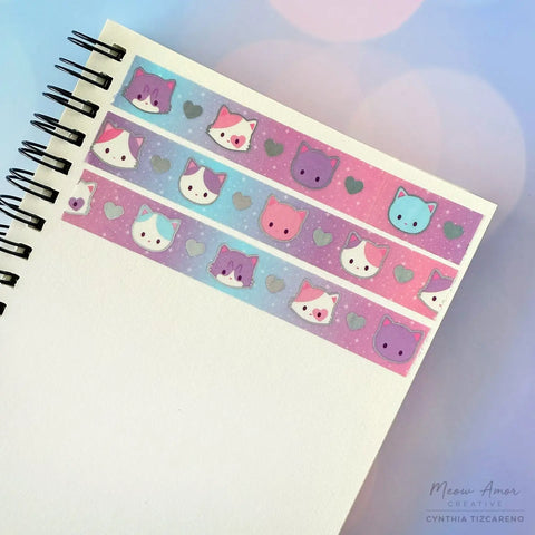 Hearts and Meows Holo Foil Washi Tape