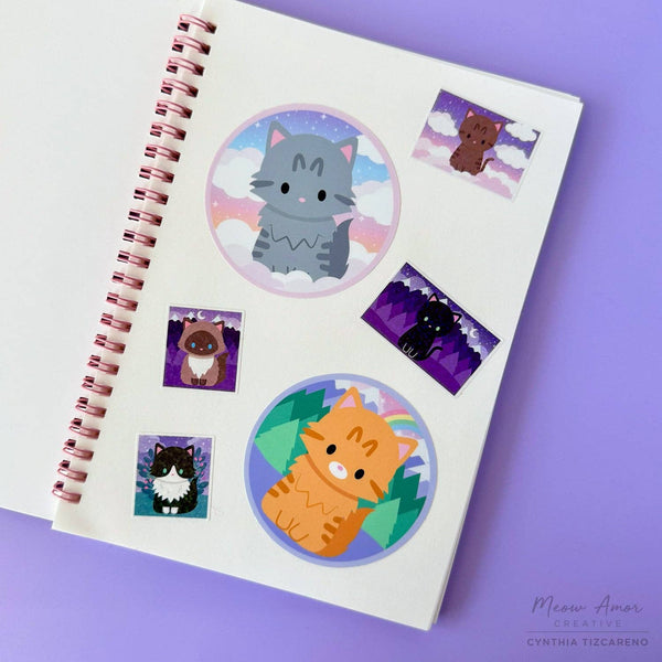 Night Skies Purrs & Clouds: Reusable Sticker Book