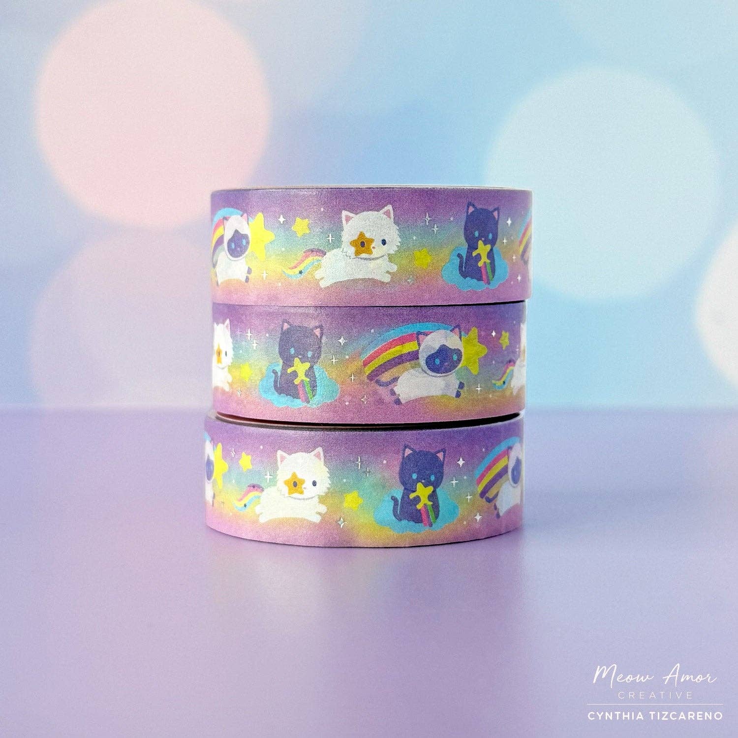 Shooting Star Cats Holo Foil Washi Tape