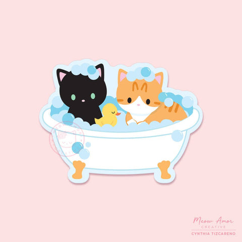 Bath Time Cats Vinyl Sticker