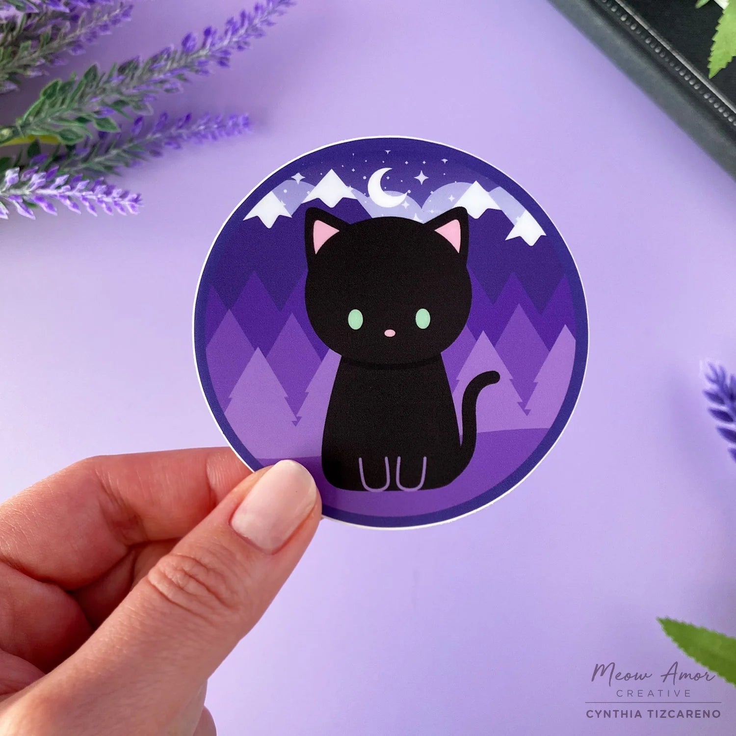 Black Cat Night Skies Vinyl Sticker