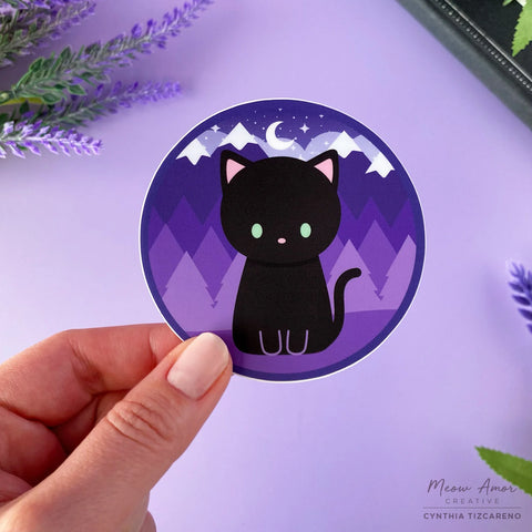 Black Cat Night Skies Vinyl Sticker