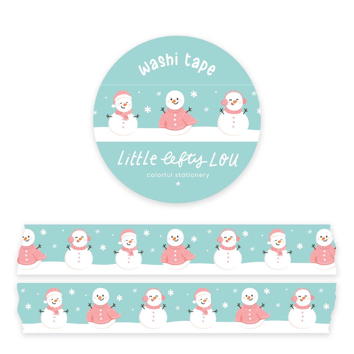 Pink Snowman Winter Washi Tape