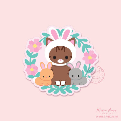 Easter Bunny Cat Vinyl Sticker