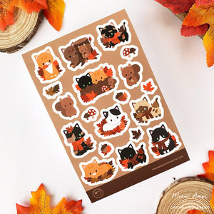 Autumn Cats Vinyl Sticker Sheet