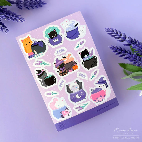 Cauldron Cats Vinyl Sticker Sheet