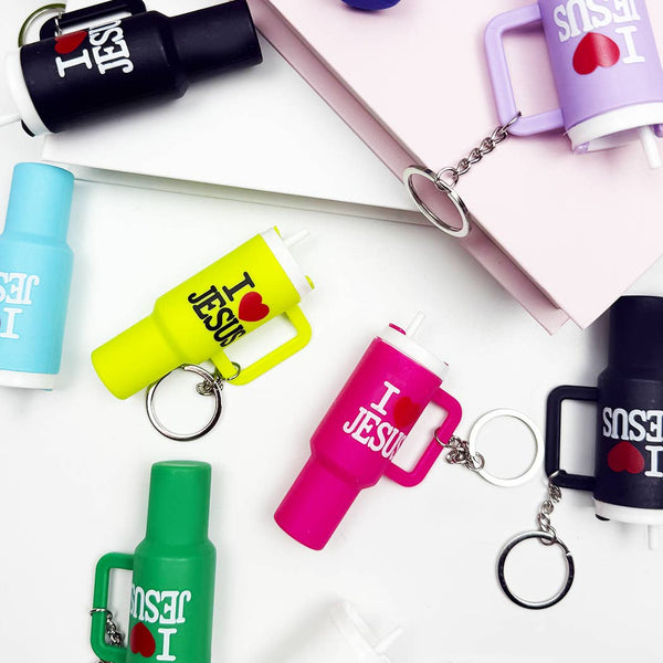 I LOVE JESUS Mini Tumbler Keychain
