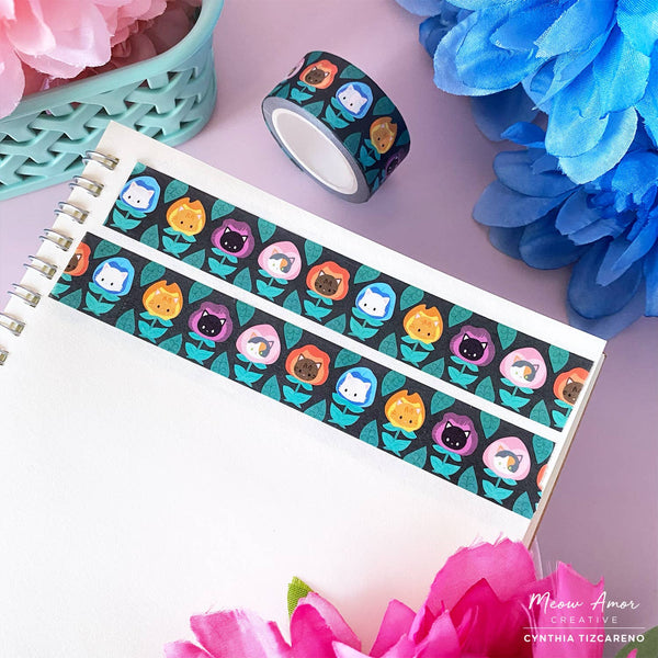 Wonderland Flower Cats Washi Tape