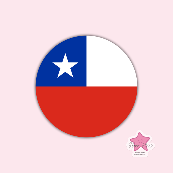 Chile Flag Round Silicone Focal Bead ||