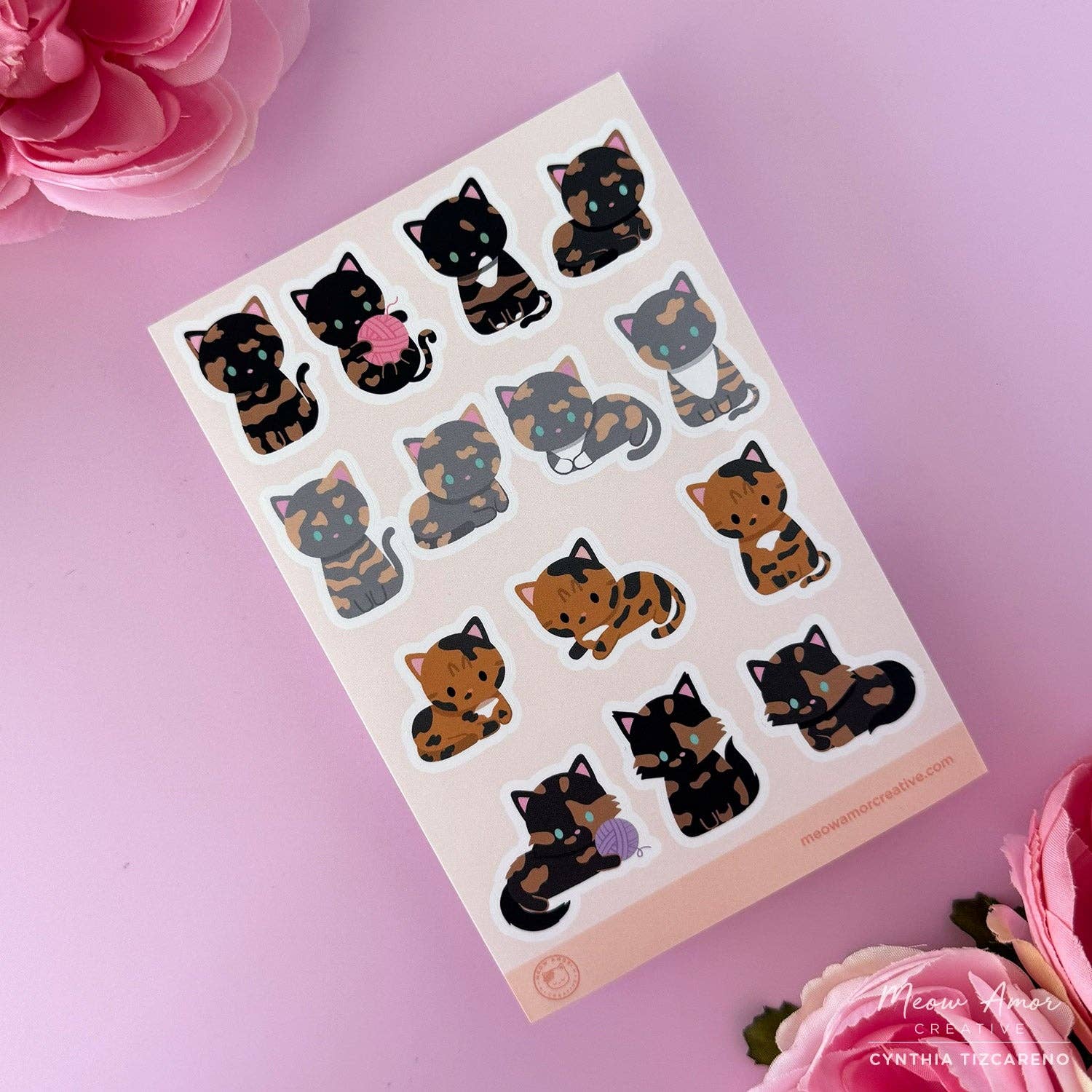 Tortie Cats Vinyl Sticker Sheet