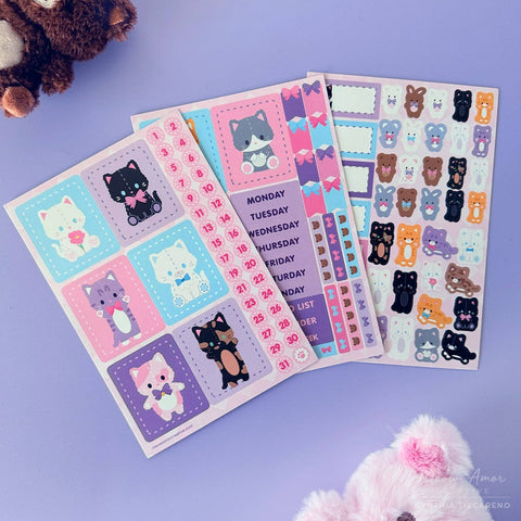 Plushie Cat Planner Sticker Kit