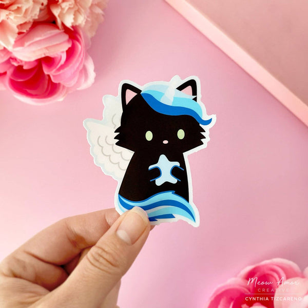 Black Cat Star Pegasus Vinyl Sticker