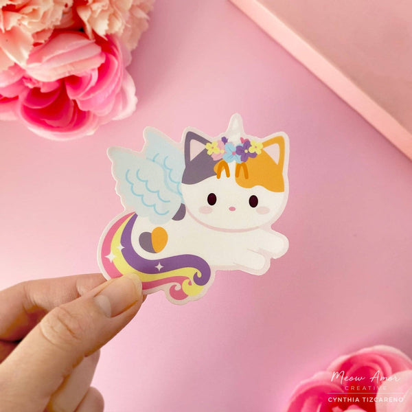 Calico Cat Pegasus Vinyl Sticker