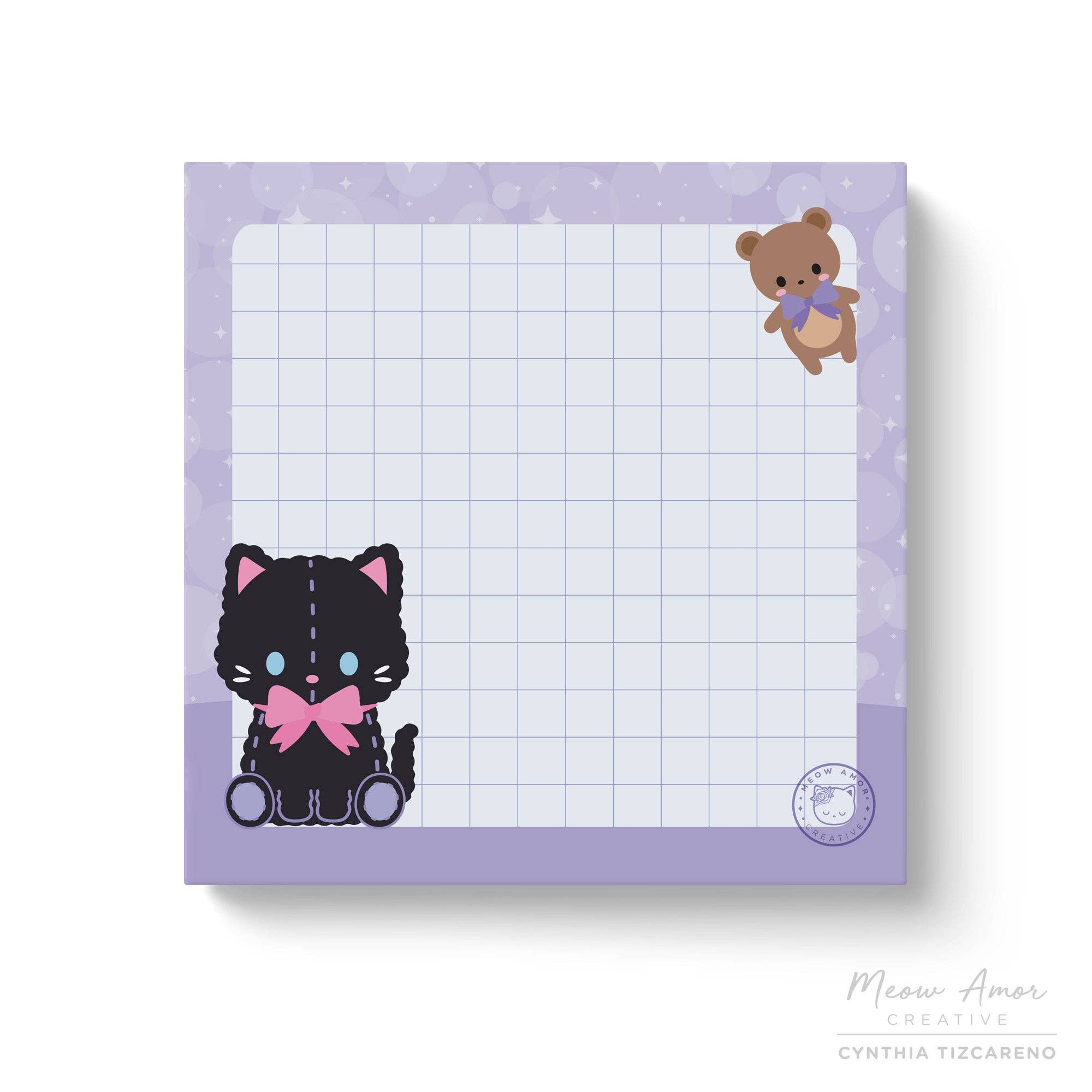 Black Cat Plushie Sticky Notes
