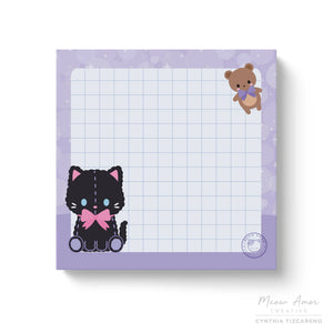 Black Cat Plushie Sticky Notes