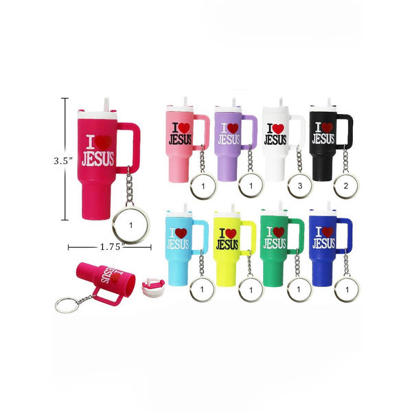 I LOVE JESUS Mini Tumbler Keychain