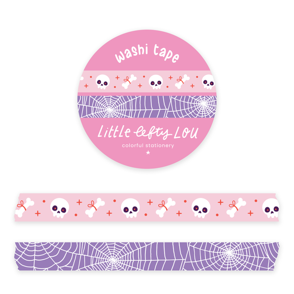 Slim Skulls and Spiderweb Washi Tapes Set (Pastel)