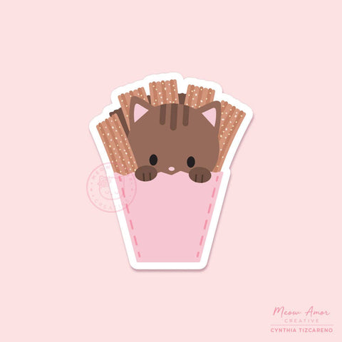 Churro Tabby Cat Vinyl Sticker