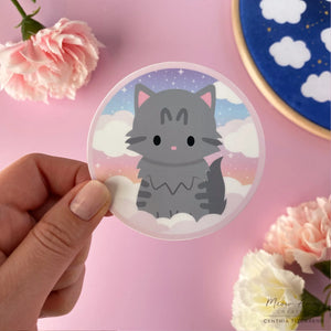 Gray Tabby Day Skies Vinyl Sticker