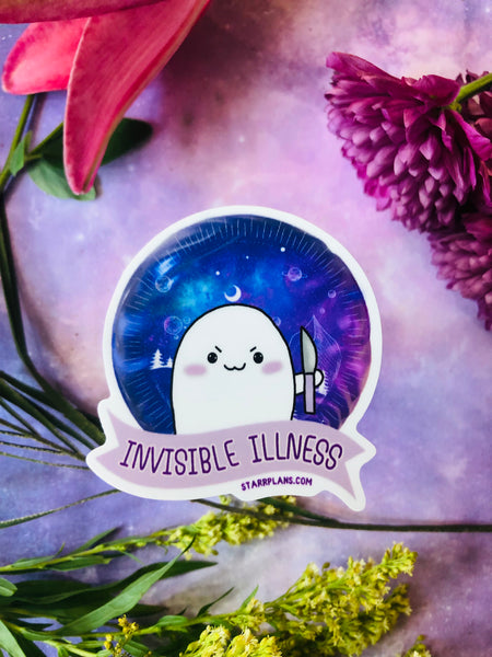 Stabby - "Invisible Illness" Ribbon || Celestial || Chronic Illness Warrior Pain || Mental health | || Vinyl Sticker || Starr Plans Exclusive