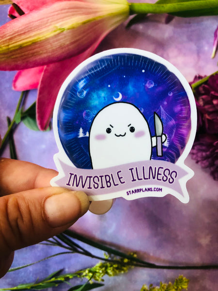 Stabby - "Invisible Illness" Ribbon || Celestial || Chronic Illness Warrior Pain || Mental health | || Vinyl Sticker || Starr Plans Exclusive