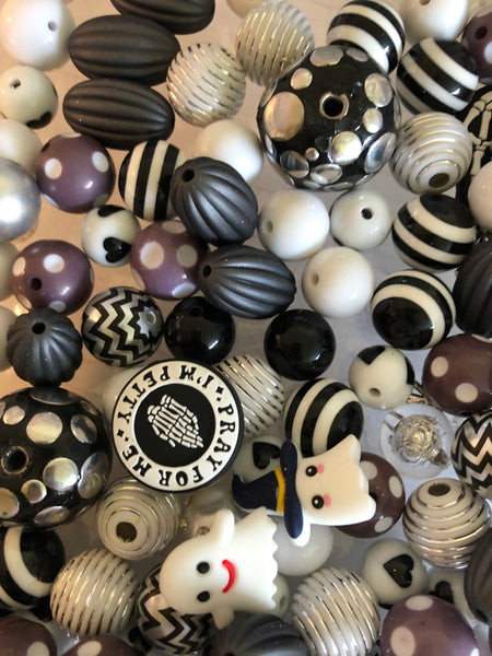 Bead Soup || Beadable Pens & Projects || Bubblegum- Black Tie Affair - Black & White Mix || 3mm+ Large Hole ||  Bead Mixes || Crafts & Jewelry ||
