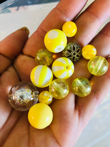 Bead Soup || Beadable Pens & Projects || Bubblegum- Summer Vibes - Yellow, White, & Silver Mix || 3mm+ Large Hole ||  Bead Mixes || Crafts & Jewelry ||