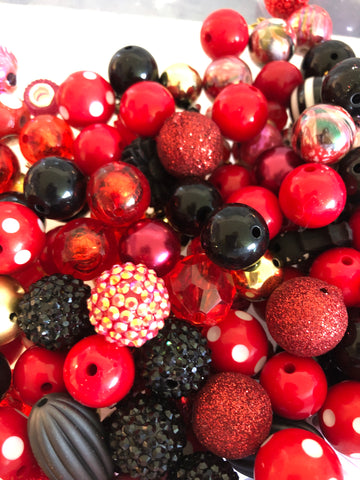 Bead Soup || Beadable Pens & Projects || Bubblegum- Vampire Nights - Red/ Black Mix || 3mm+ Large Hole ||  Bead Mixes || Crafts & Jewelry ||