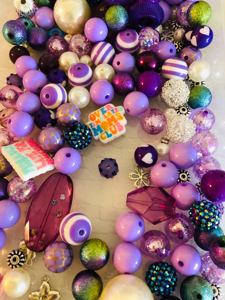 Bead Soup || Beadable Pens & Projects || Bubblegum- Lavender Fae - Purples/ Silver Mix || 3mm+ Large Hole ||  Bead Mixes || Crafts & Jewelry ||