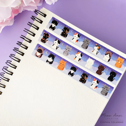 Night Skies Cat Gold Foil Washi Tape