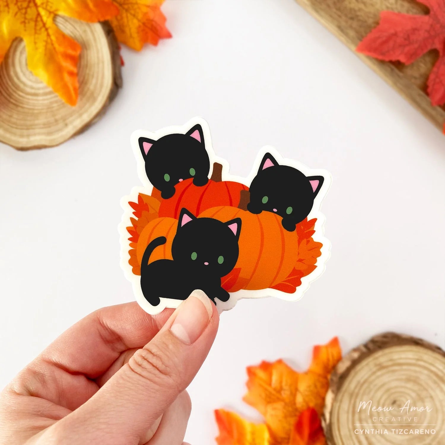 Pumpkin Patch Cats Vinyl Sticker