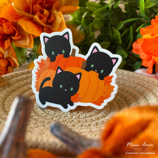 Pumpkin Patch Cats Vinyl Sticker