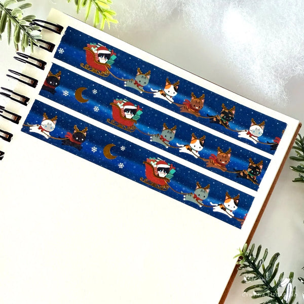 Reindeer Cats Gold Foil Washi Tape