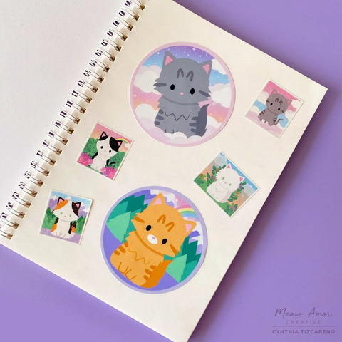 Purrs & Clouds: Reusable Sticker Book