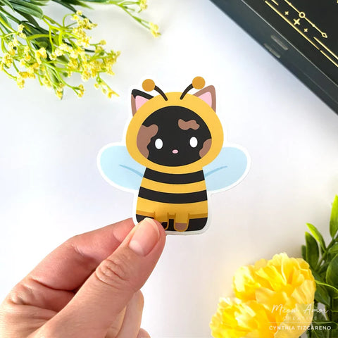 Tortie Bee Cat Vinyl Sticker