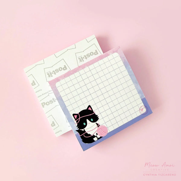 Tuxedo Cat Yarn Sticky Notes