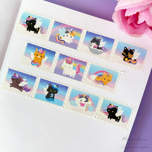 Unicorn Pegasus Cats Stamp Washi Tape