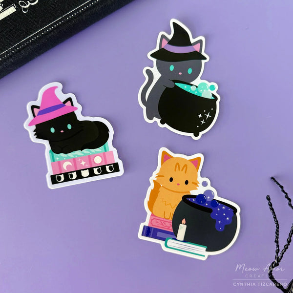 Orange Tabby Cat Cauldron Vinyl Sticker
