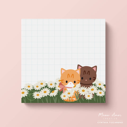 Cats Field of Flowers Sticky Notes