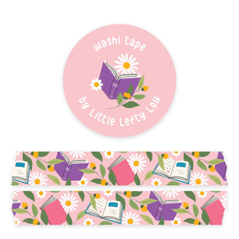 Books And Flowers Pink Washi Tape