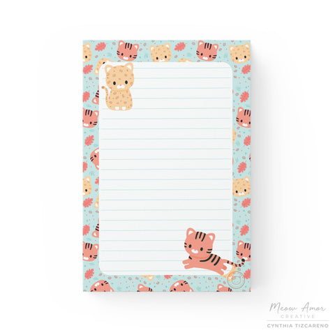 Wild Cats, Kitty, Lions, Tigers Lined Notepad