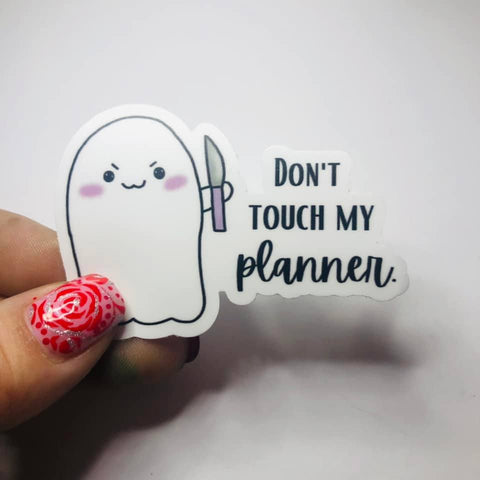 Stabby Ghost- Don't Touch my Planner Vinyl Sticker Decal