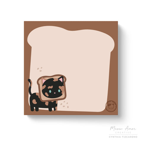 Tortie Cat Toast Sticky Notes