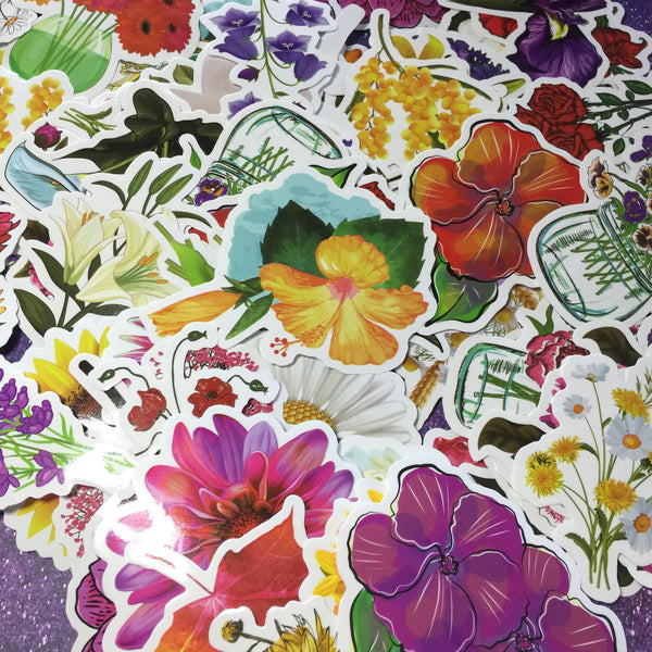 Vinyl Sticker Mix || Flowers || 25 Pieces