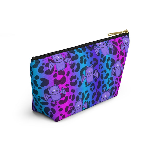 Pink & Blue Cheetah Print Batty Accessory Pouch w T-bottom