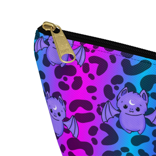 Pink & Blue Cheetah Print Batty Accessory Pouch w T-bottom