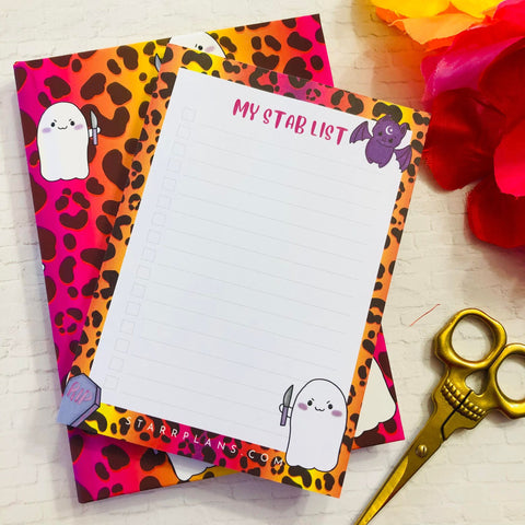 Stab List - Stabby to do - Sunset Cheetah Animal Print Notepad || Starr Plans Exclusive || Spooky