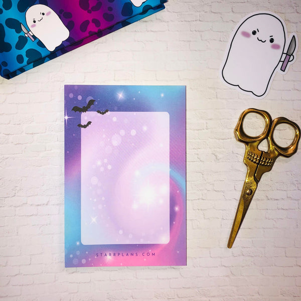 Pastel Galaxy with Bats Notepad || Starr Plans Exclusive || Pastel Goth
