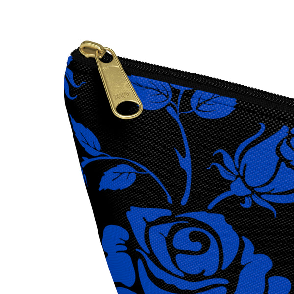 BLACK || Blue Floral || Accessory Pouch w T-bottom || Starr Plans Exclusive