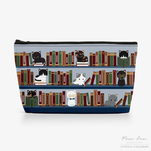 Book Cat Canvas Zipper Bags
